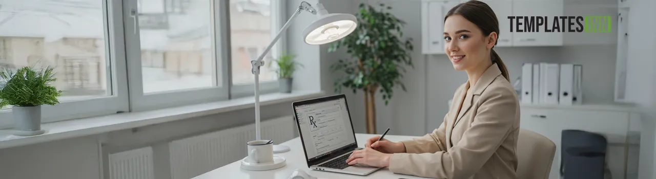Young dentist creating a prescription pad using an online form
