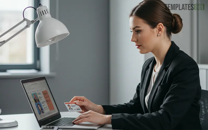 Creating a hospital staff ID card online on laptop