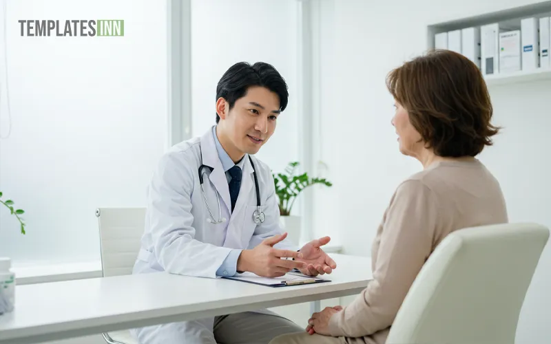Doctor consulting patient in clinic room