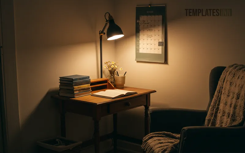 Printed inspirational quote calendar hanging on a cozy wall