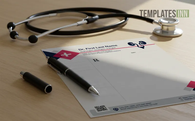 Printed urologist prescription pad on desk