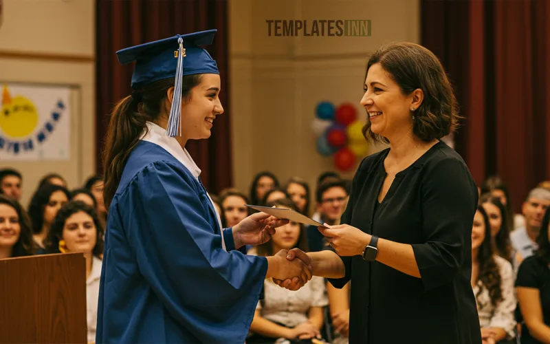 Student receiving a certificate of academic achievement