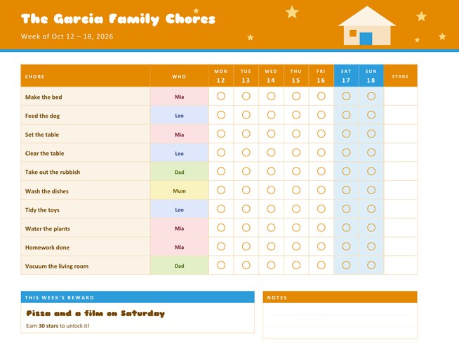 Weekly Chore Chart