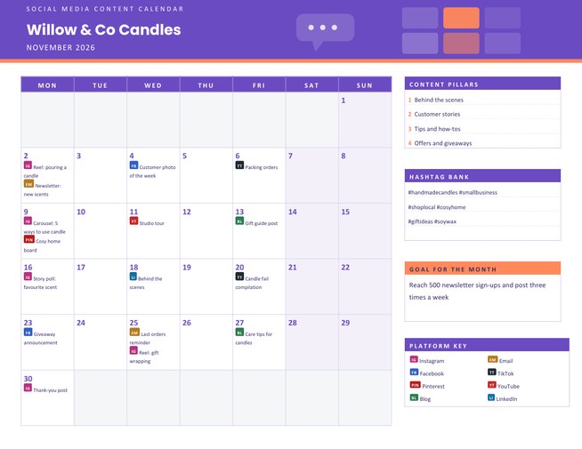 Social Media Content Calendar