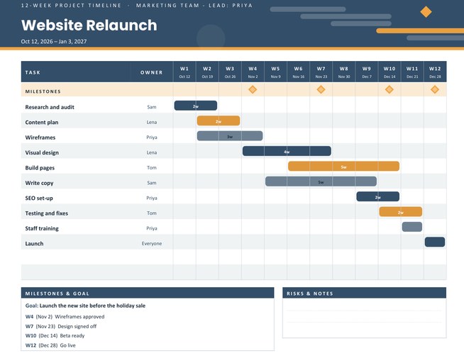 12-Week Project Timeline