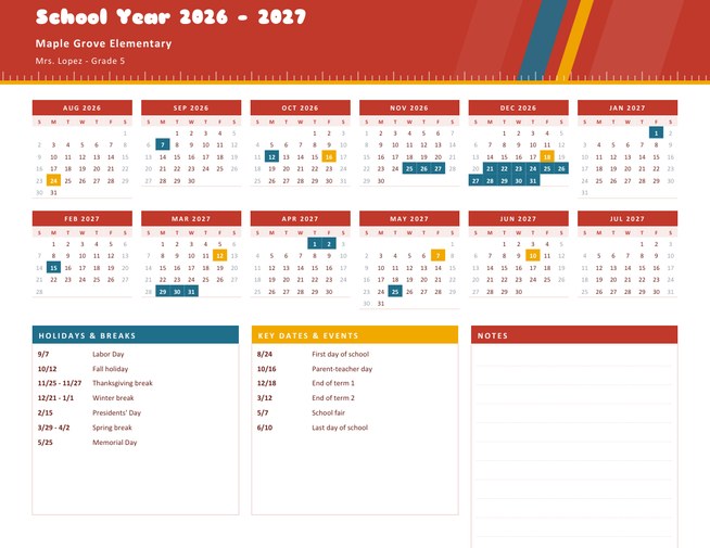 School Year Calendar