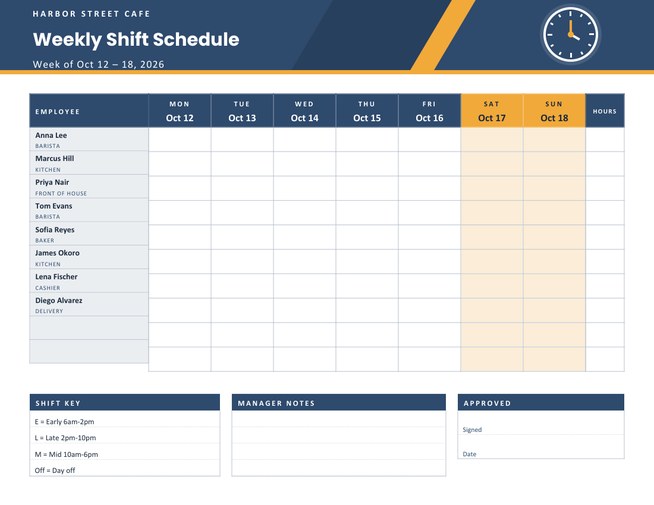 Work Shift Schedule