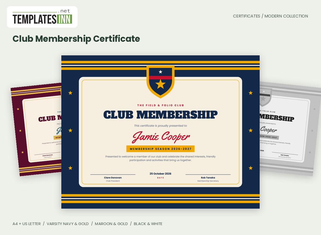 Club Membership Certificate