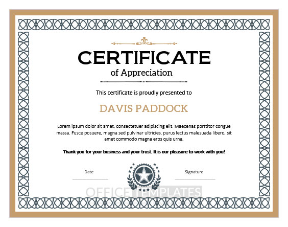 Certificate of Appreciation for Customer