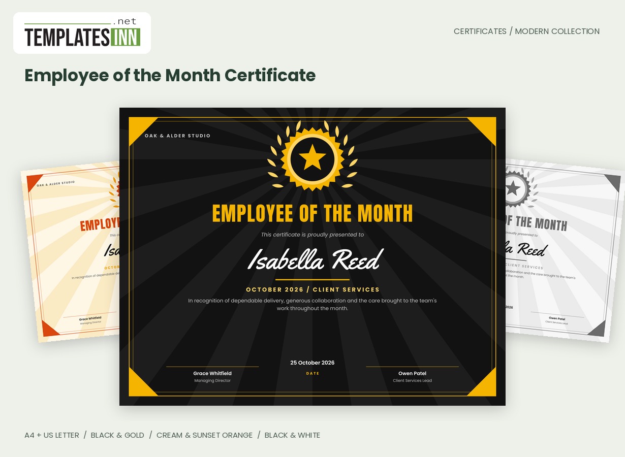 Employee of the Month Certificate