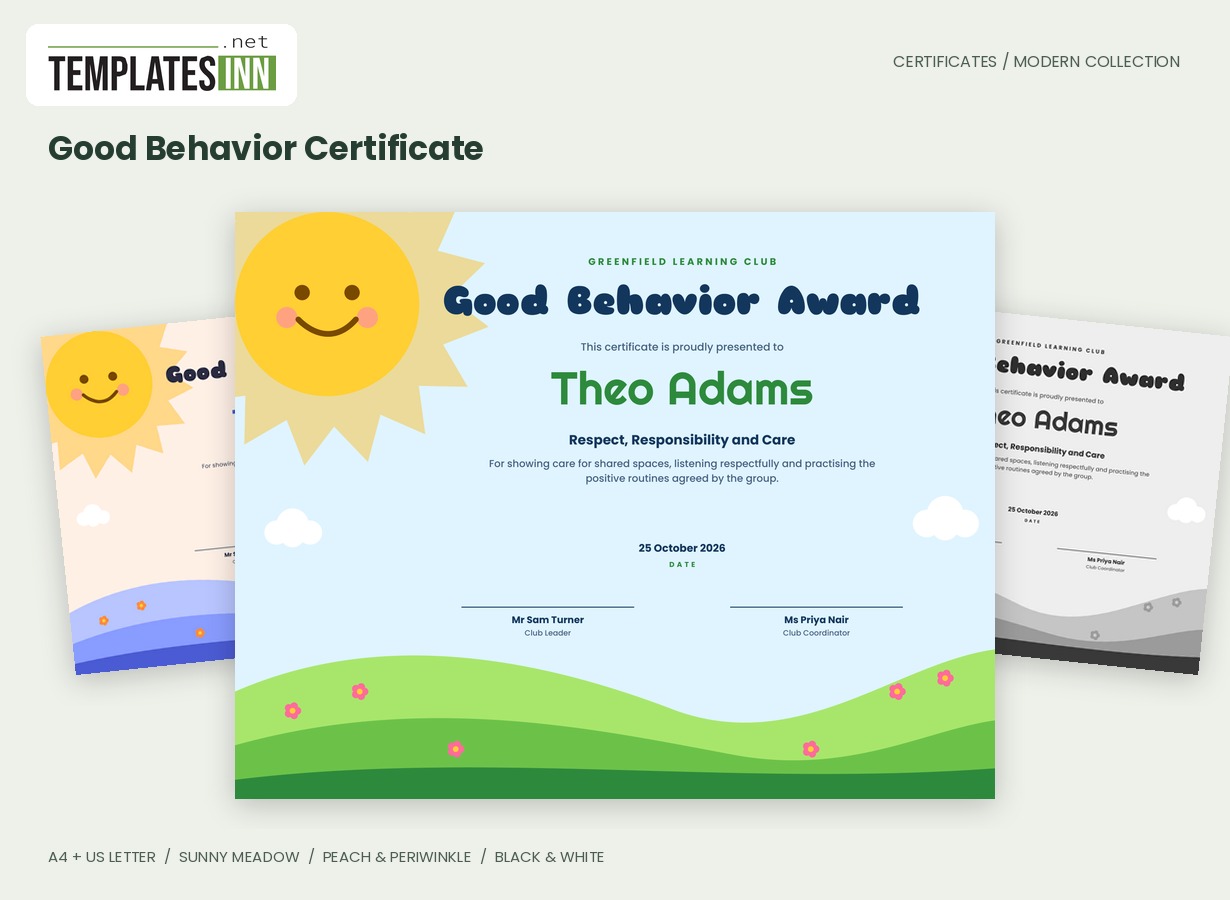 Good Behavior Certificate