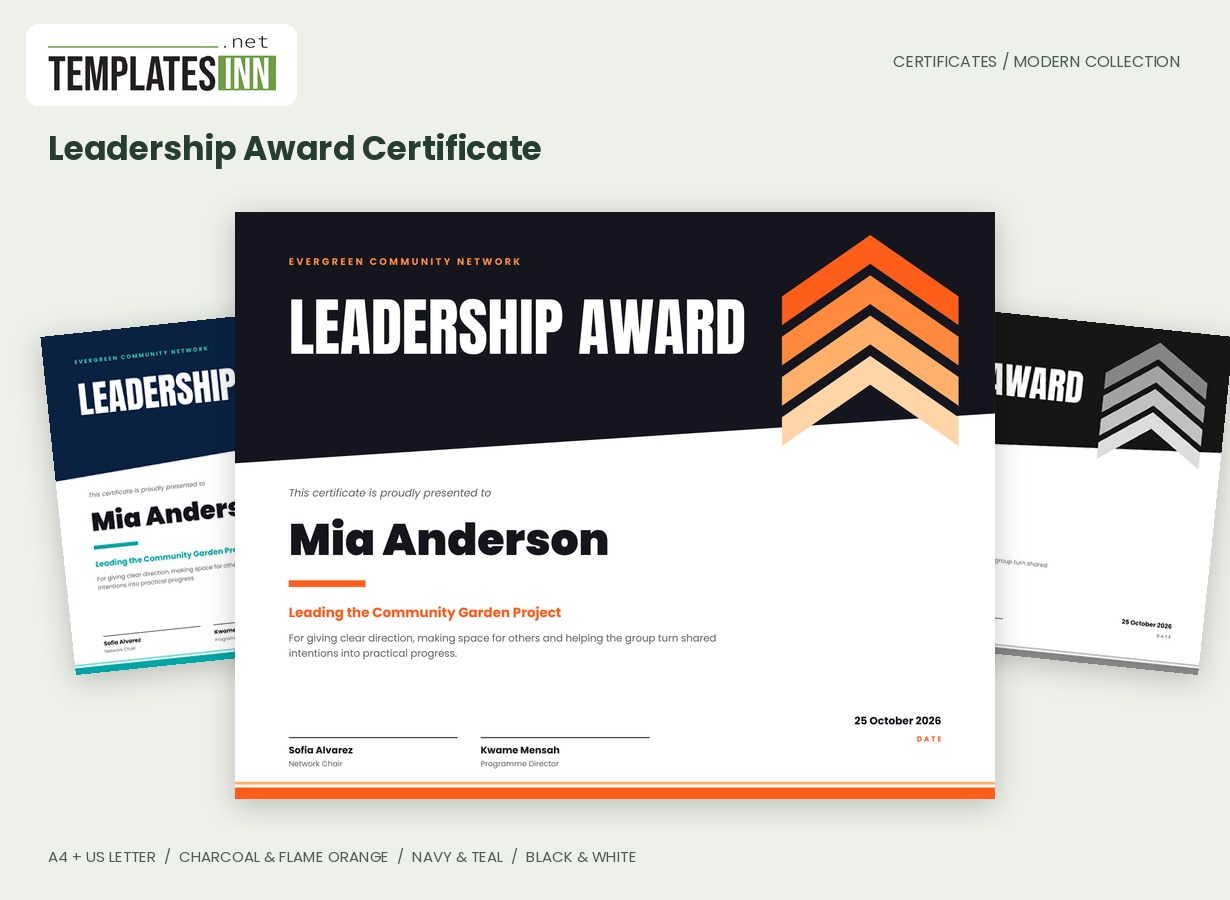 Leadership Award Certificate