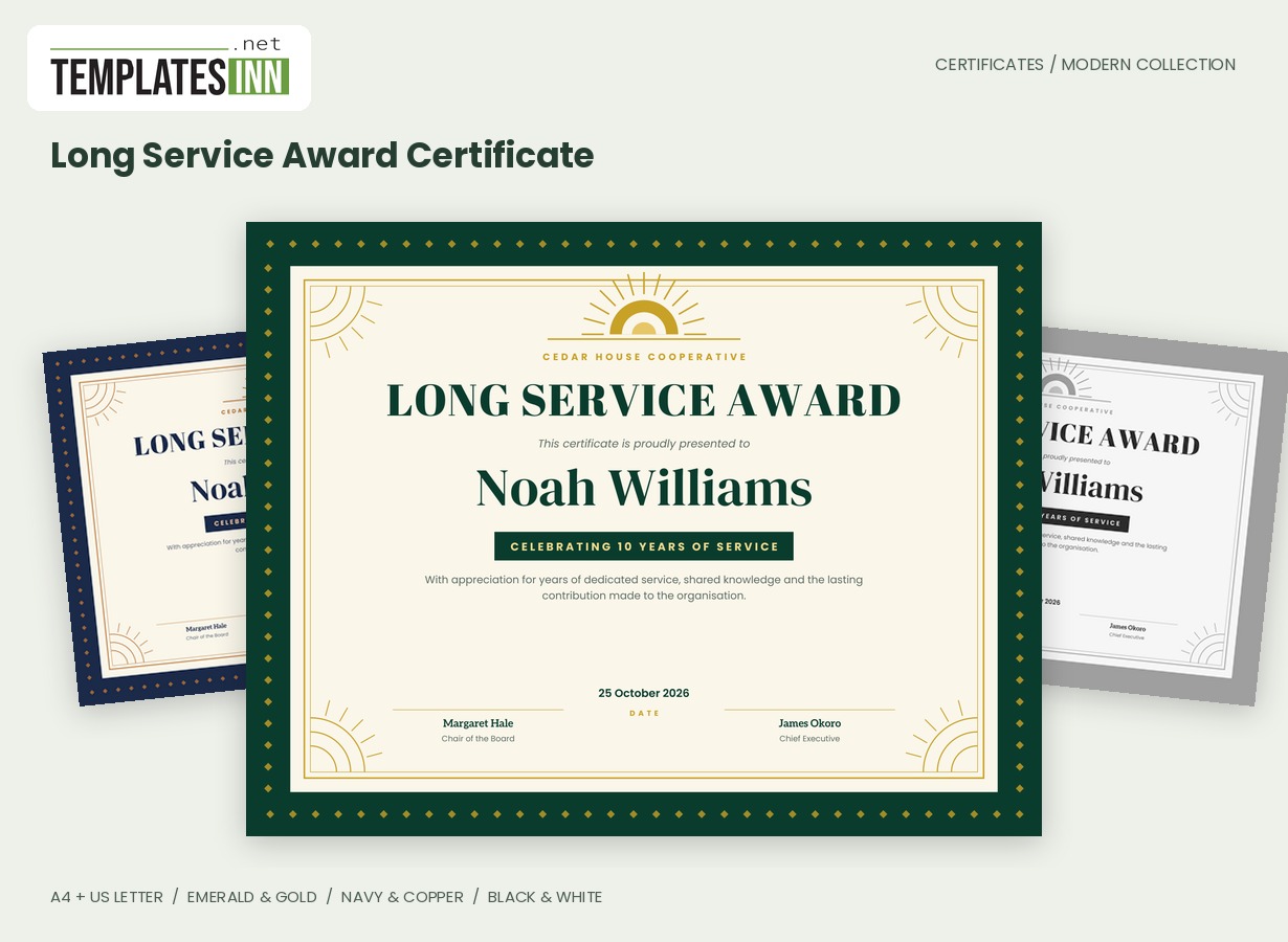 Long Service Award Certificate