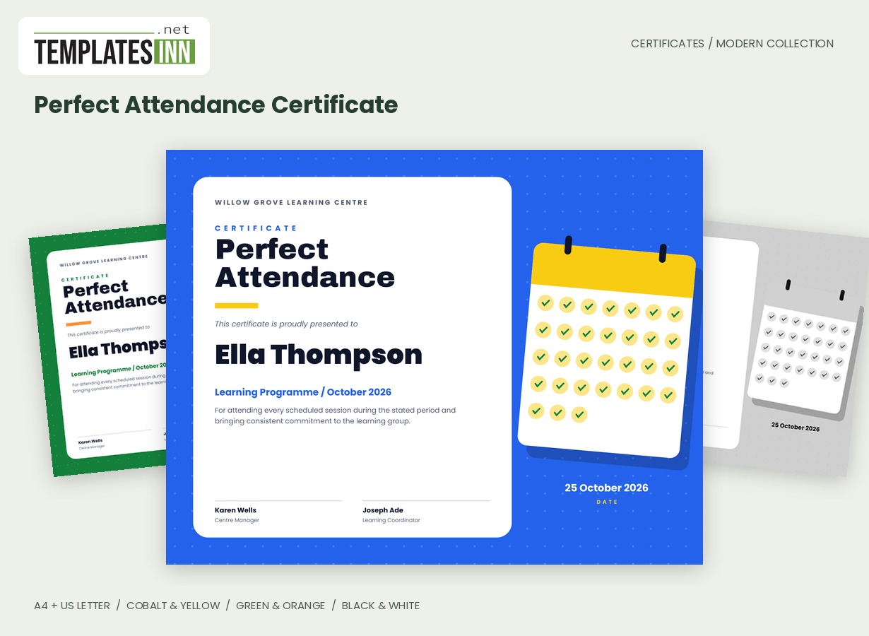 Perfect Attendance Certificate