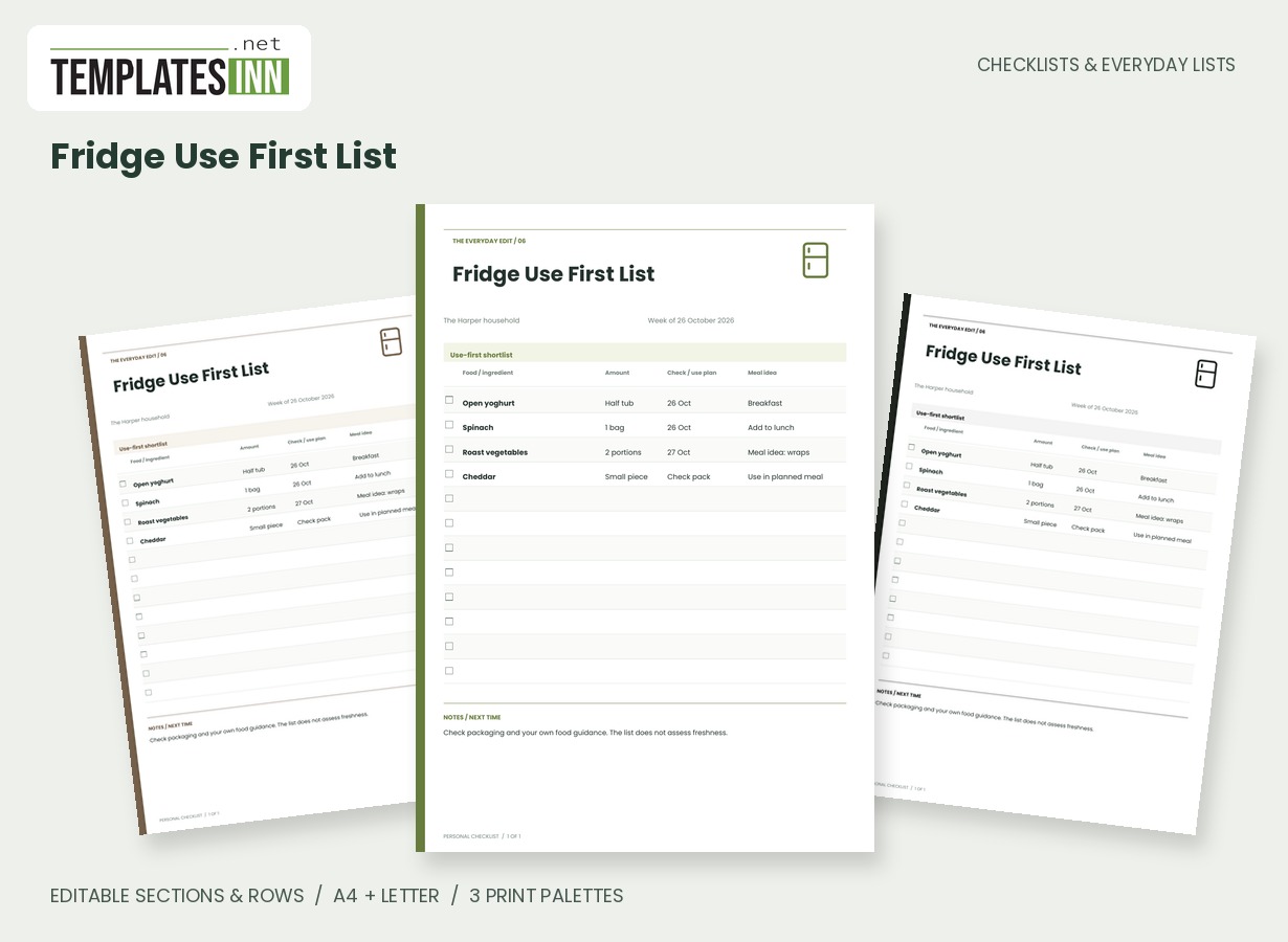 Fridge Use First List