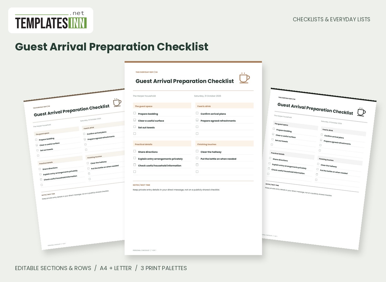 Guest Arrival Preparation Checklist