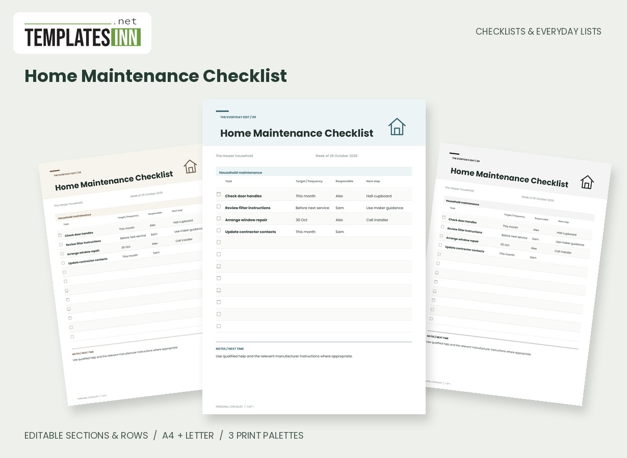 Home Maintenance Checklist