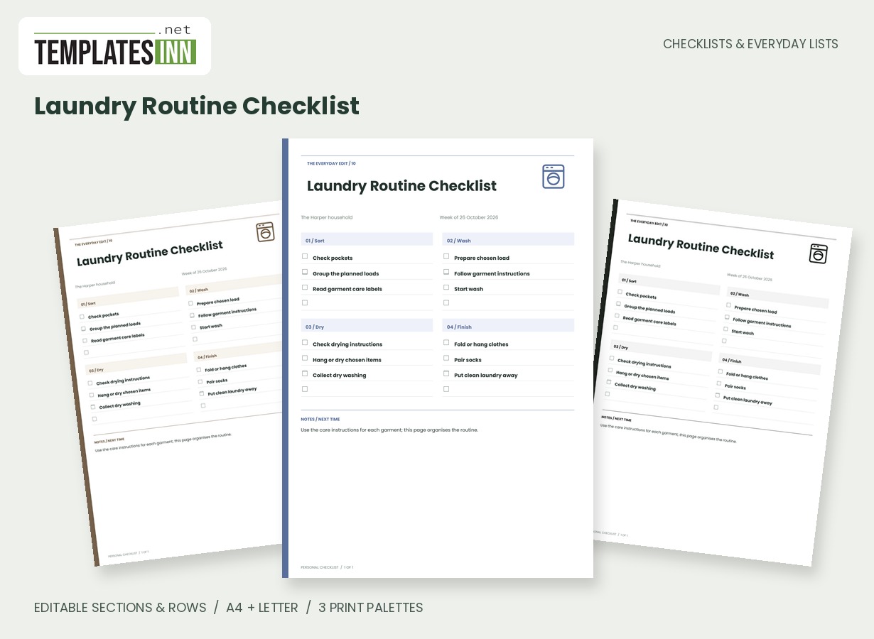Laundry Routine Checklist