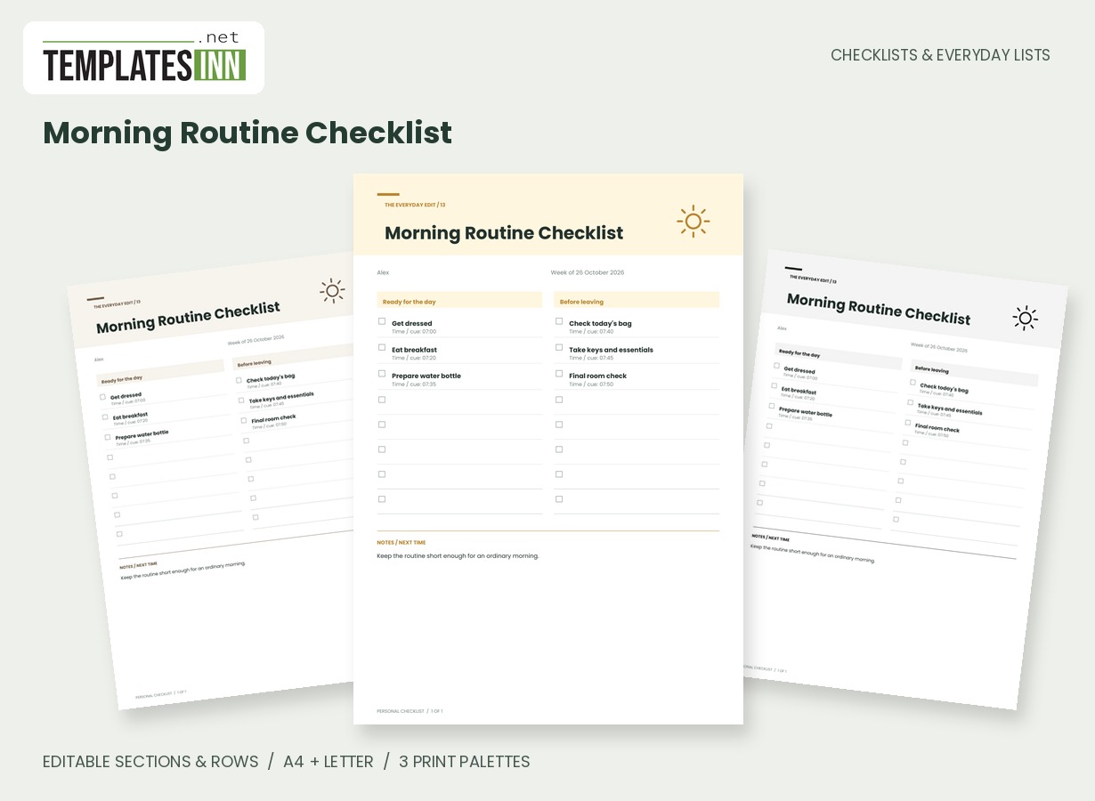 Morning Routine Checklist