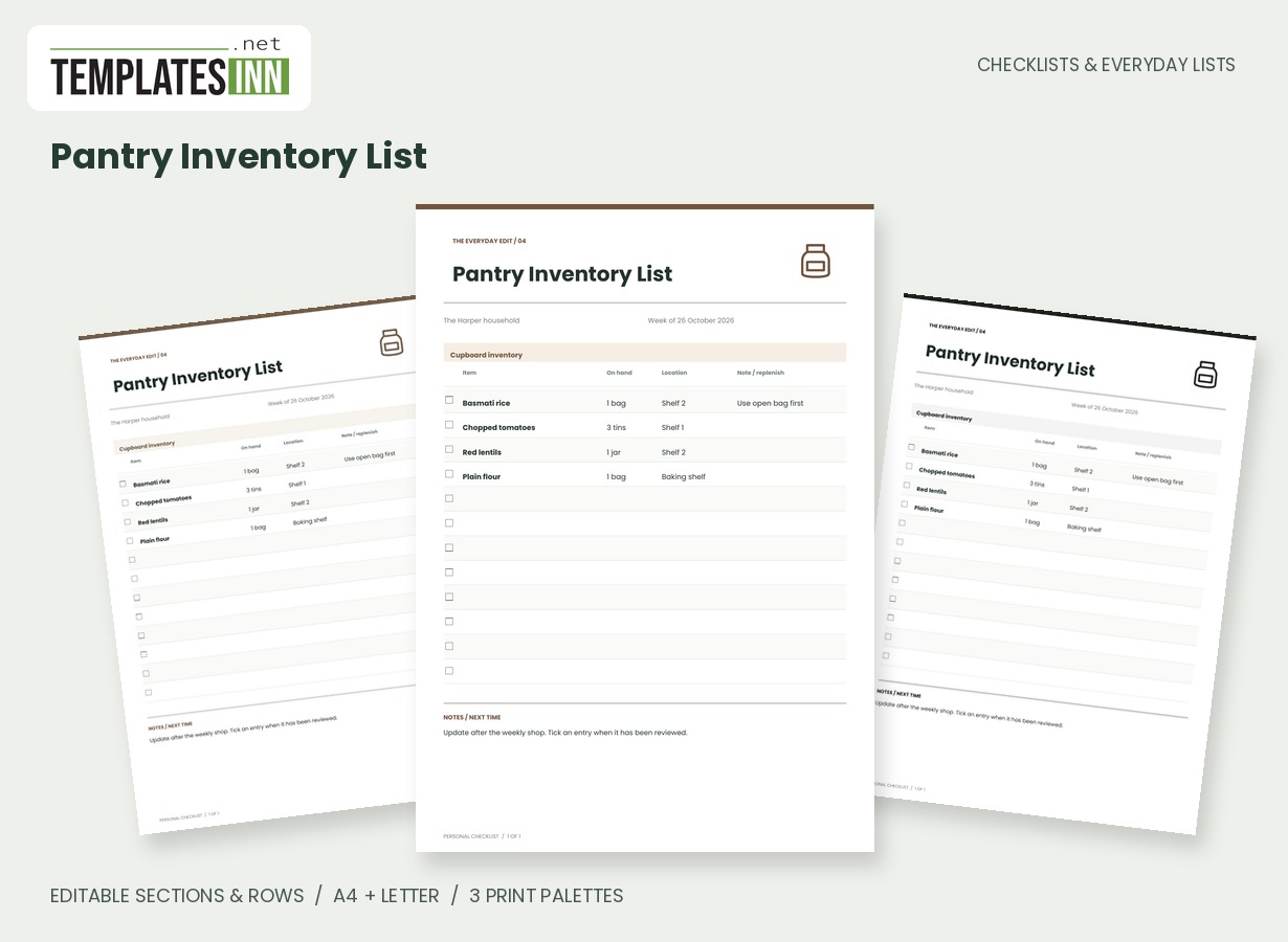 Pantry Inventory List
