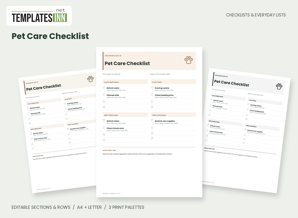 Pet Care Checklist