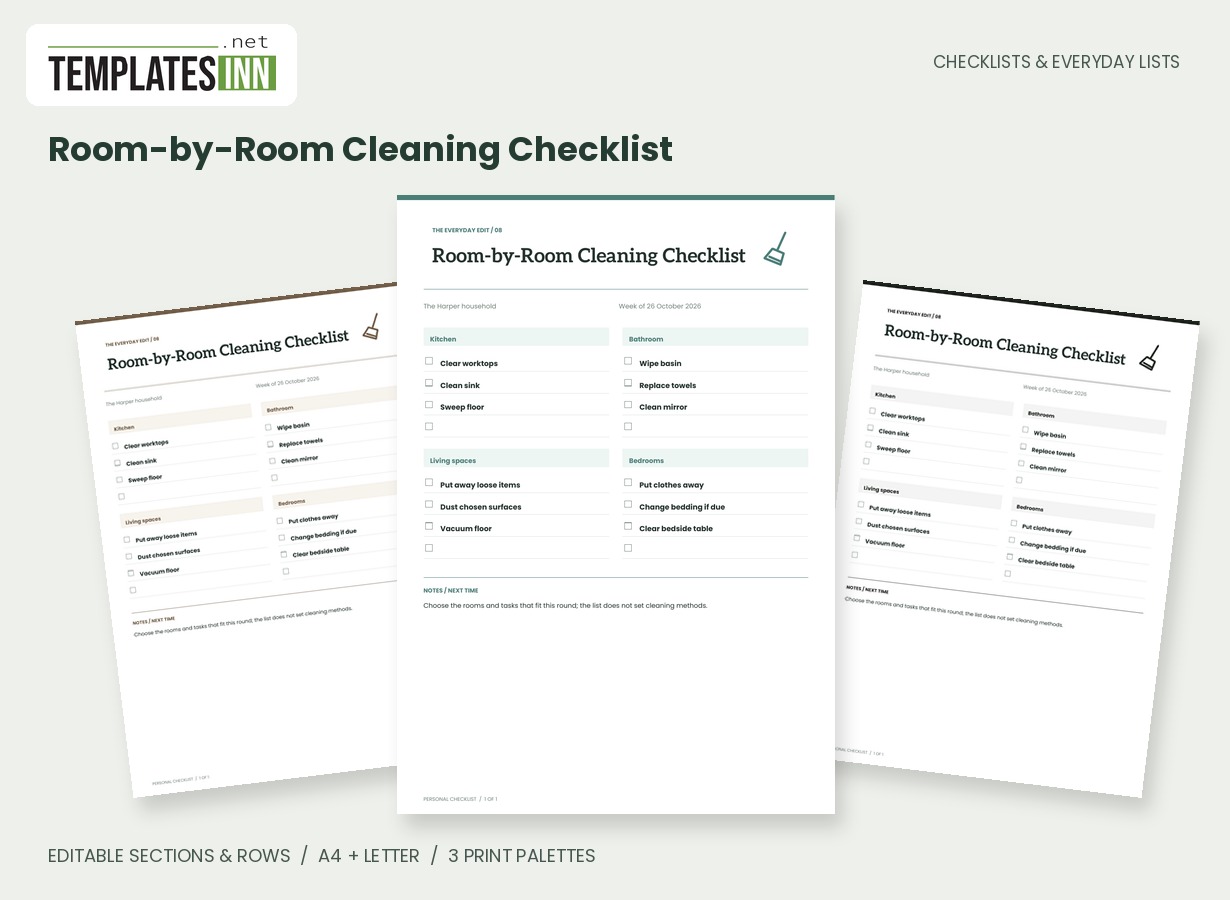 Room-by-Room Cleaning Checklist