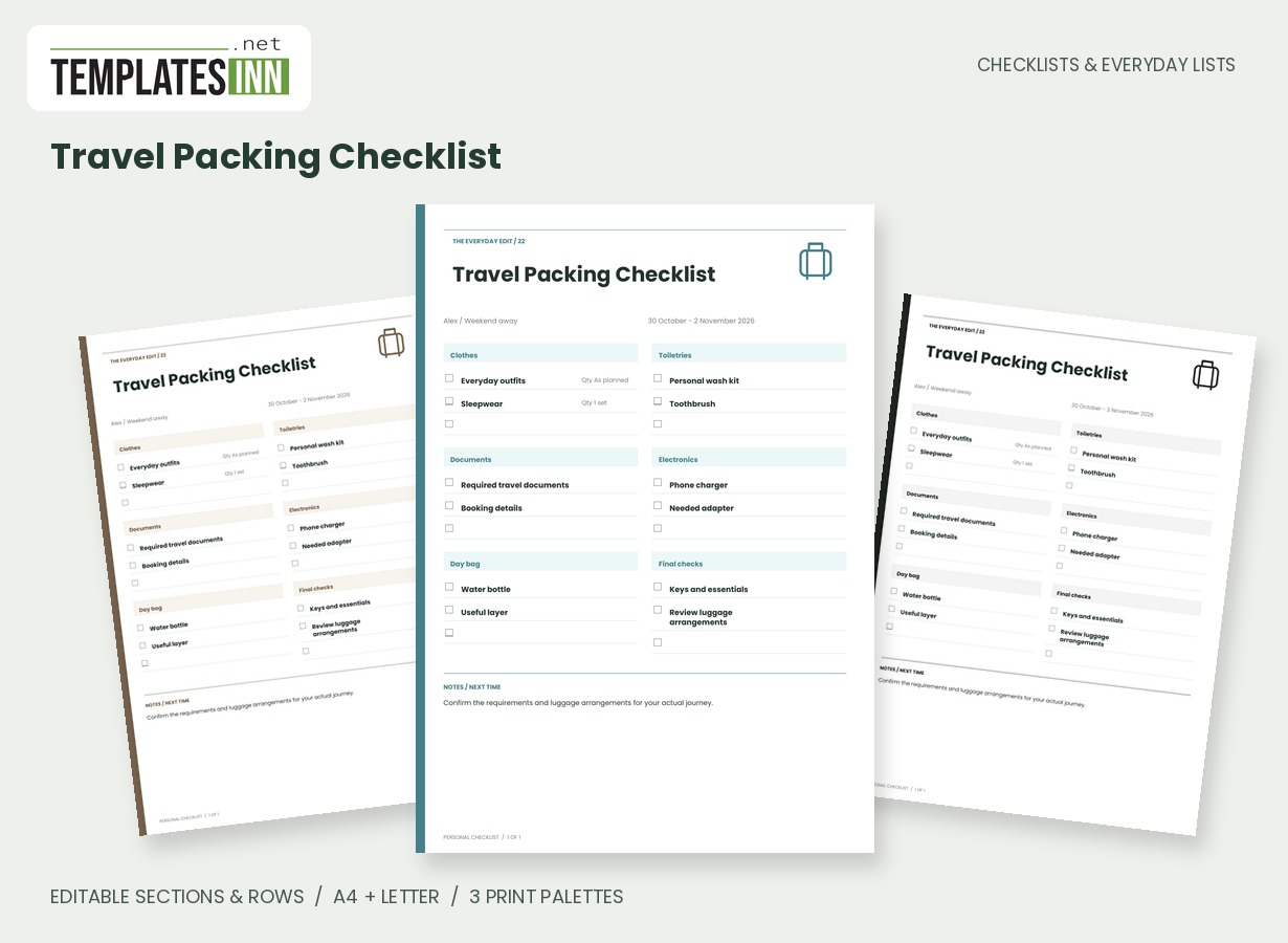 Travel Packing Checklist