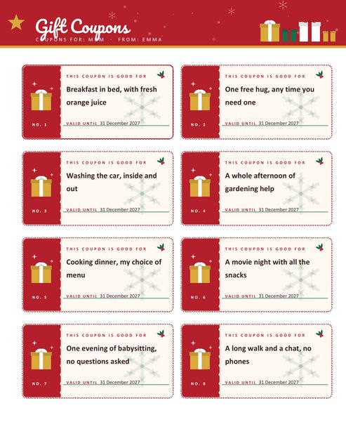 Christmas Gift Coupons