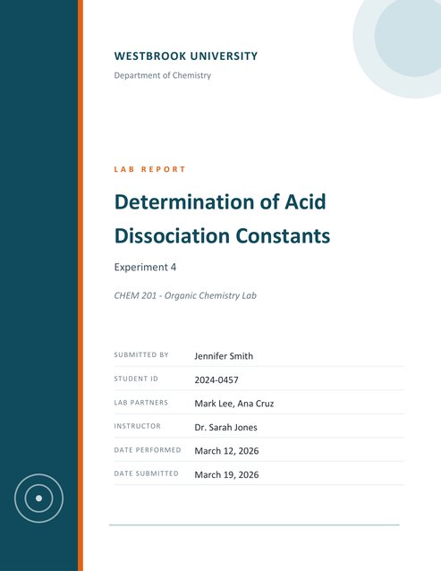 Cover Page for Lab Report