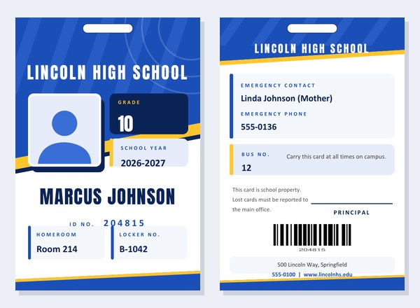 High School Student ID Card