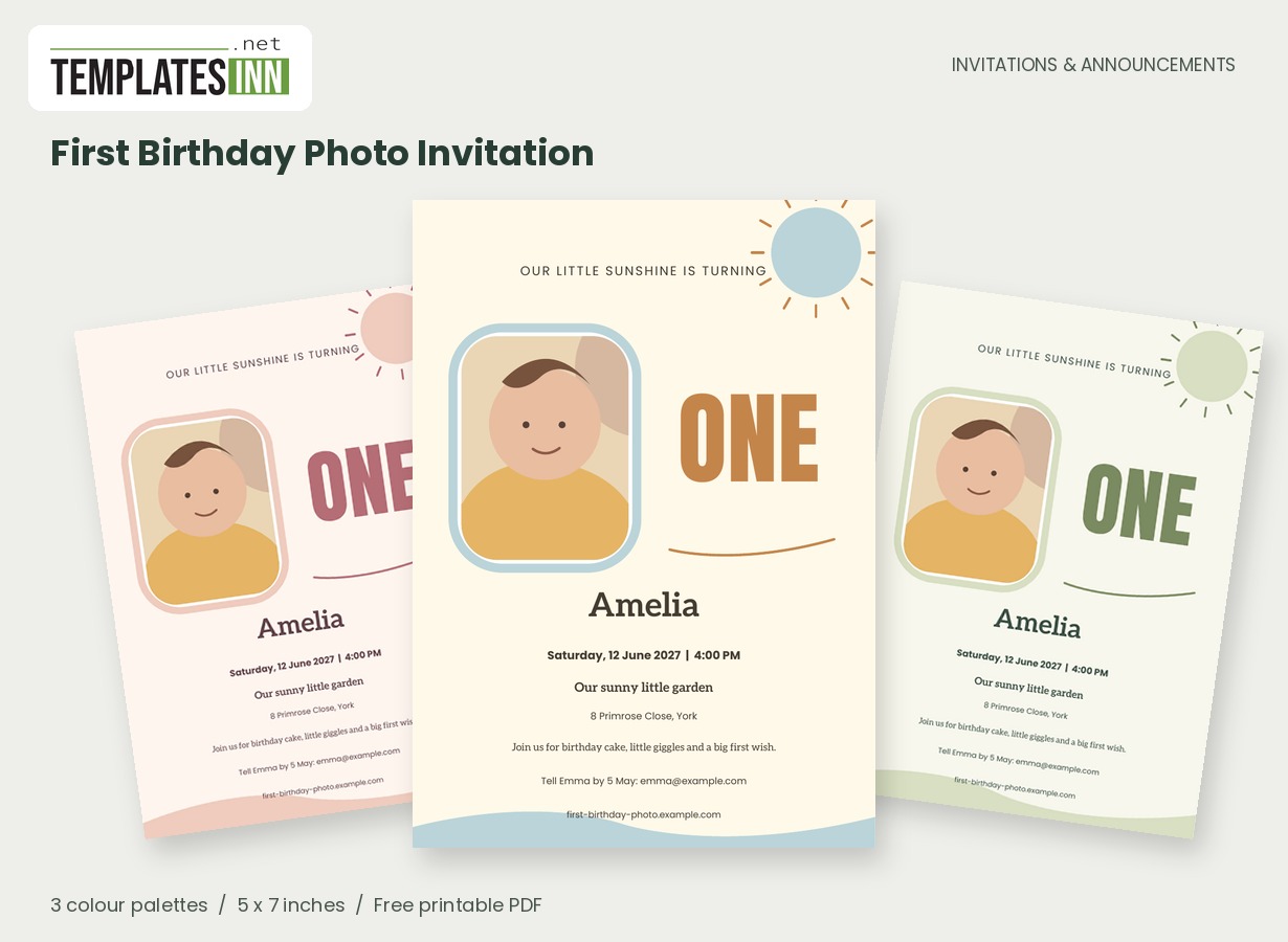 First Birthday Photo Invitation