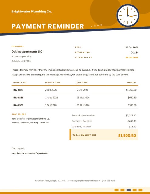 Payment Reminder and Statement of Account