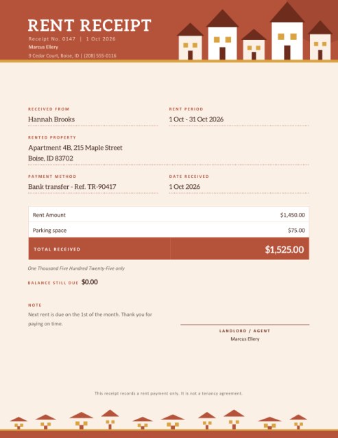 Rent Receipt