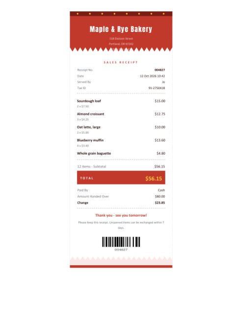 Itemized Sales Receipt