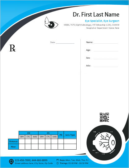 Ophthalmologist Prescription Pad