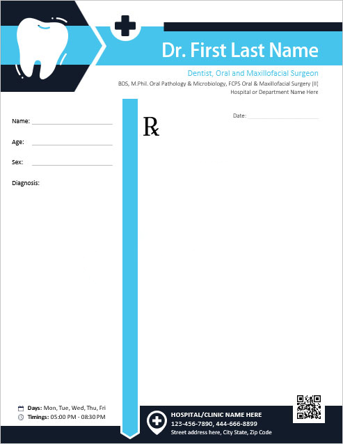 Specialized Dental Prescription Pad