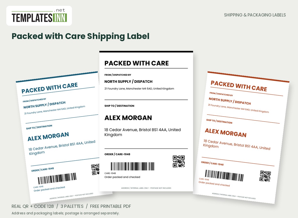 Packed with Care Shipping Label