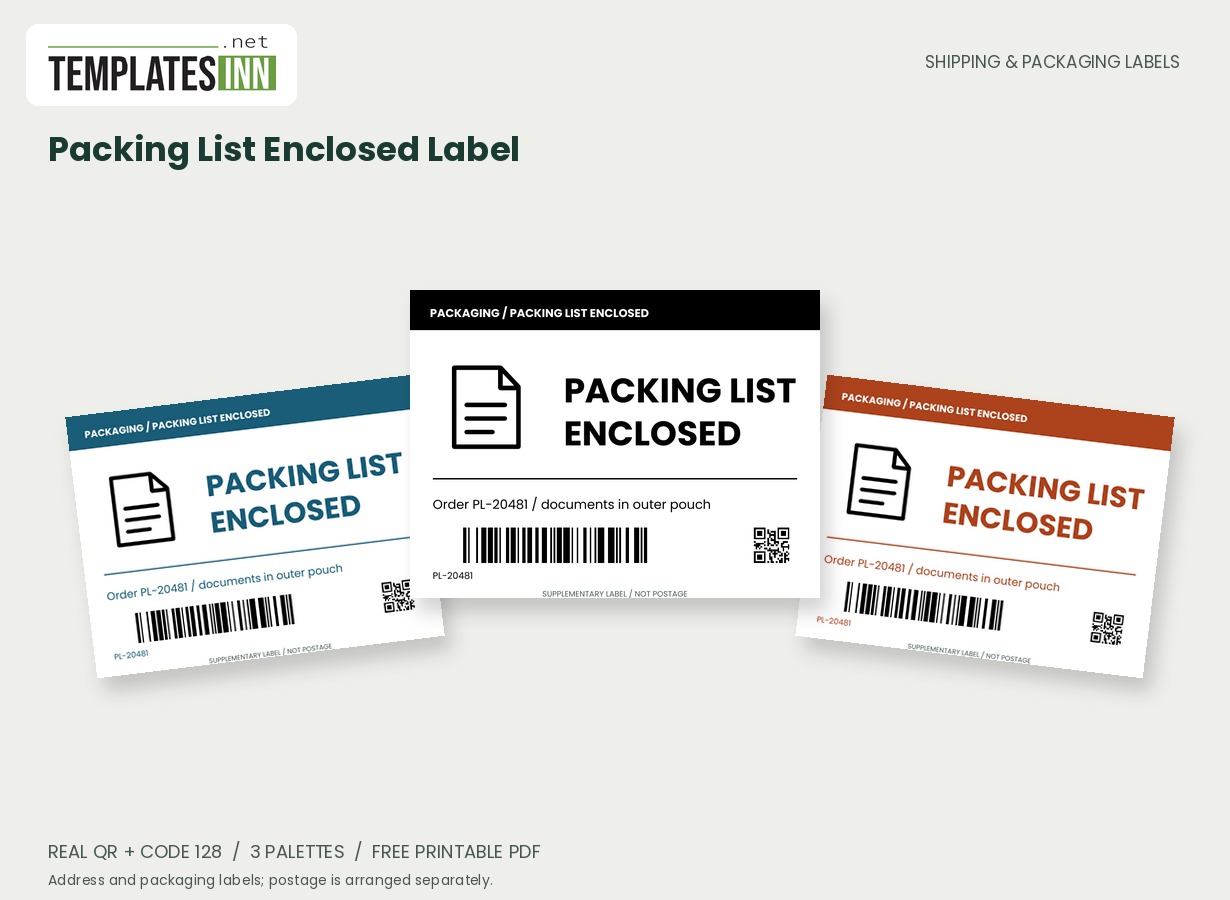 Packing List Enclosed Label