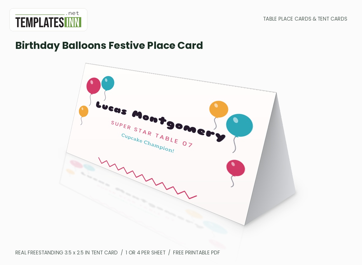 Birthday Balloons Festive Place Card