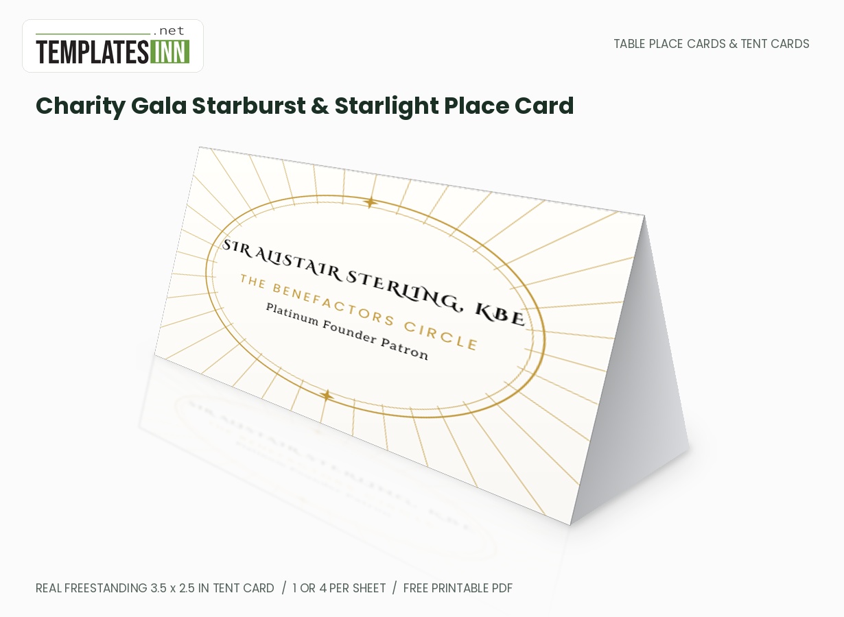 Charity Gala Starburst & Starlight Place Card