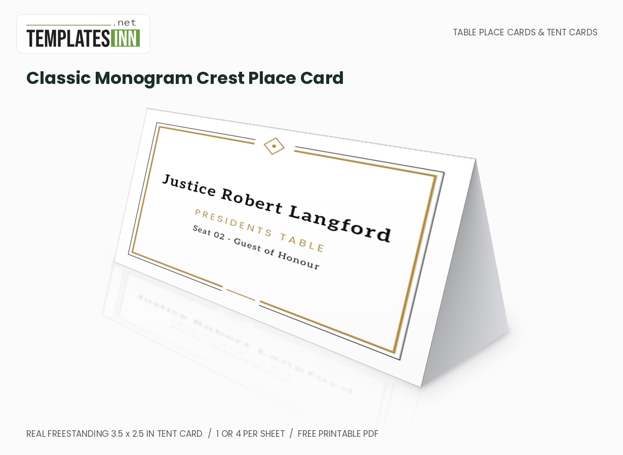 Classic Monogram Crest Place Card