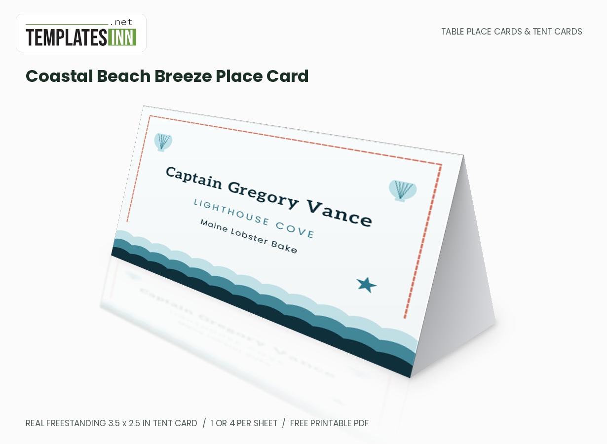 Coastal Beach Breeze Place Card