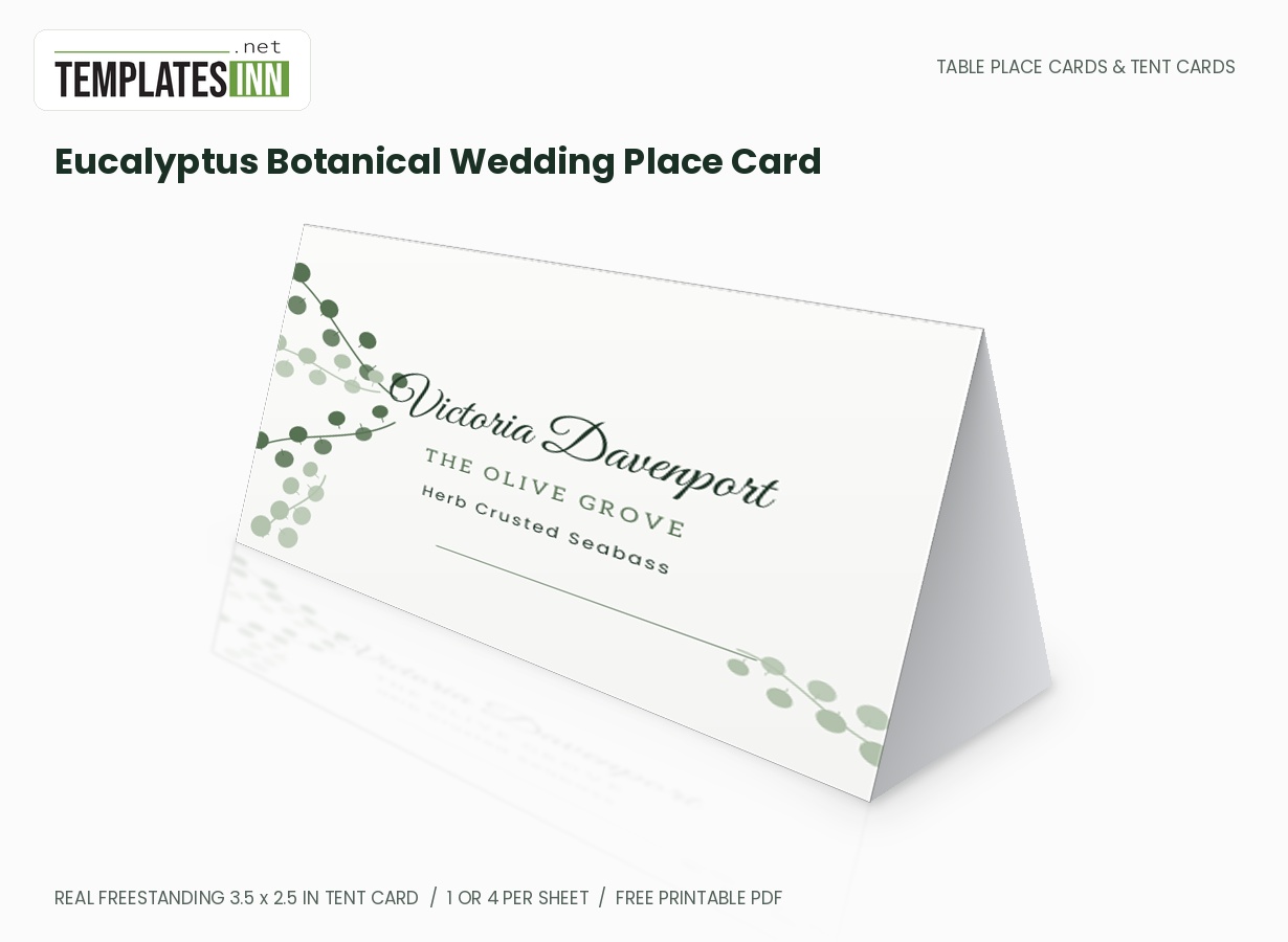 Eucalyptus Botanical Wedding Place Card