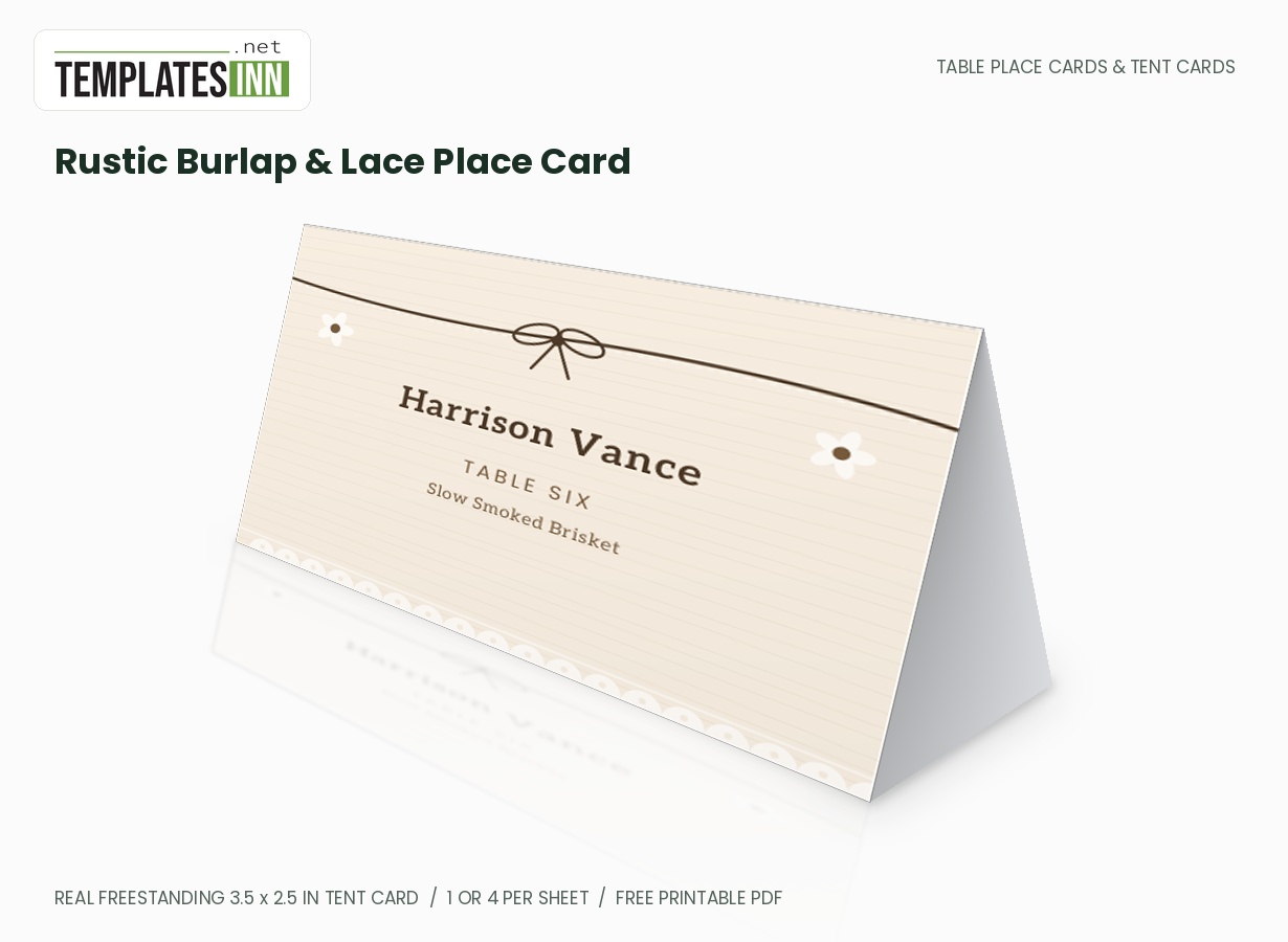 Rustic Burlap & Lace Place Card
