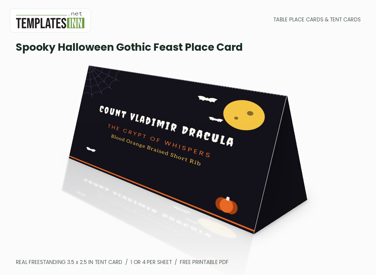 Spooky Halloween Gothic Feast Place Card