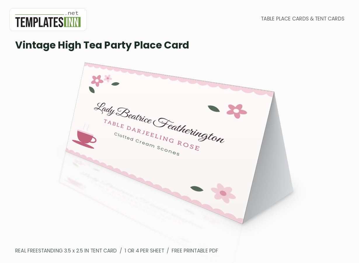 Vintage High Tea Party Place Card